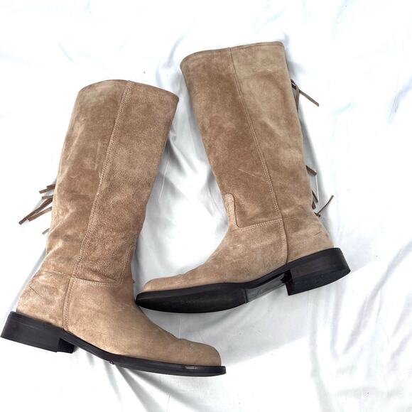 Coach Arianna Light Brown Suede Fringe Over the Calf Riding Boots Womens 6 - Picture 6 of 14
